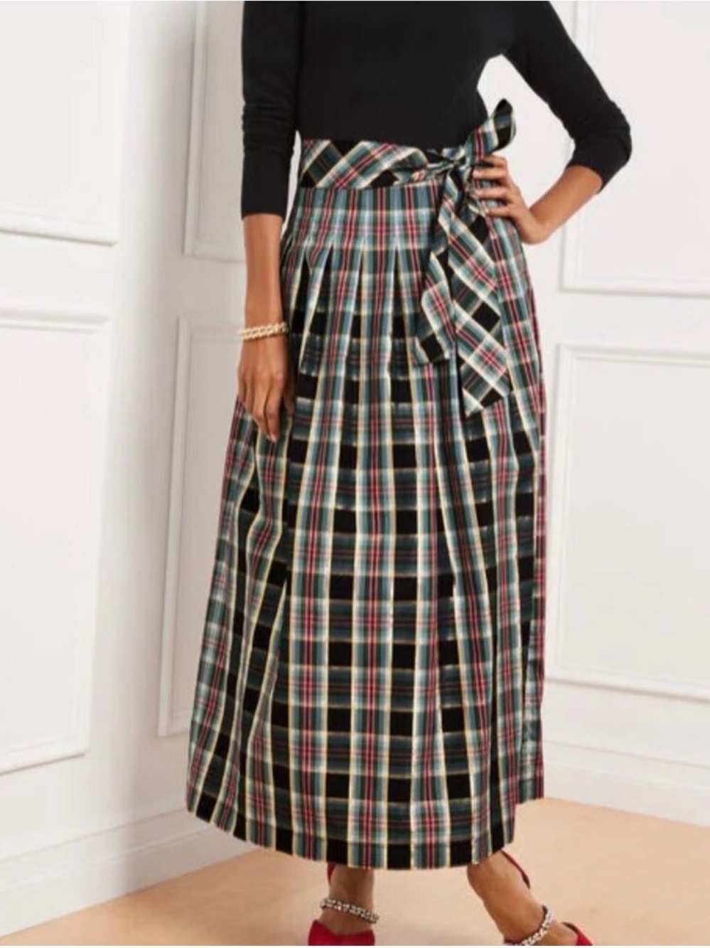 NWT Talbots Metalic Taffeta Patio Skirt in “Celebration Plaid” size 16 W